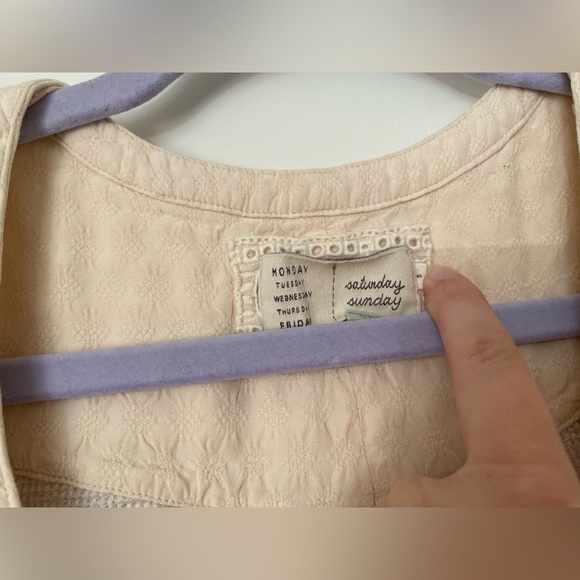 Saturday Sunday Anthropologie cream mini thermal henley dress - Picture 4 of 10